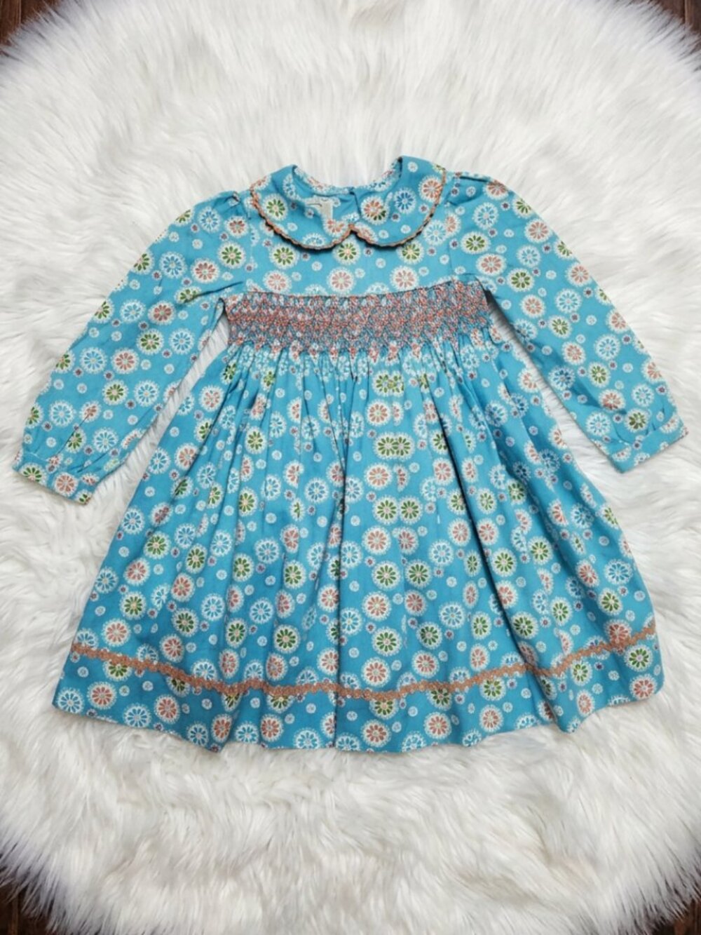 Marmellata Smocked Blue Dress Size 4
